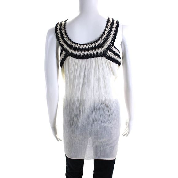 Calypso Saint Barth Womens Crochet Plisse Off Shoulder Top Blouse White Small - Picture 4 of 7